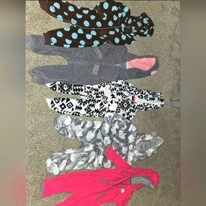 Carters girls winter hooded, footed jumpsuits 6-12 month sizes